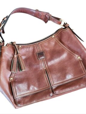 Dooney Bourke Shoulder Bag Purse Brown Leather Kingston Hobo Florentine